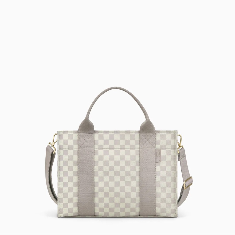 Canvelle Grey & White Checkered Everyday Tote Small